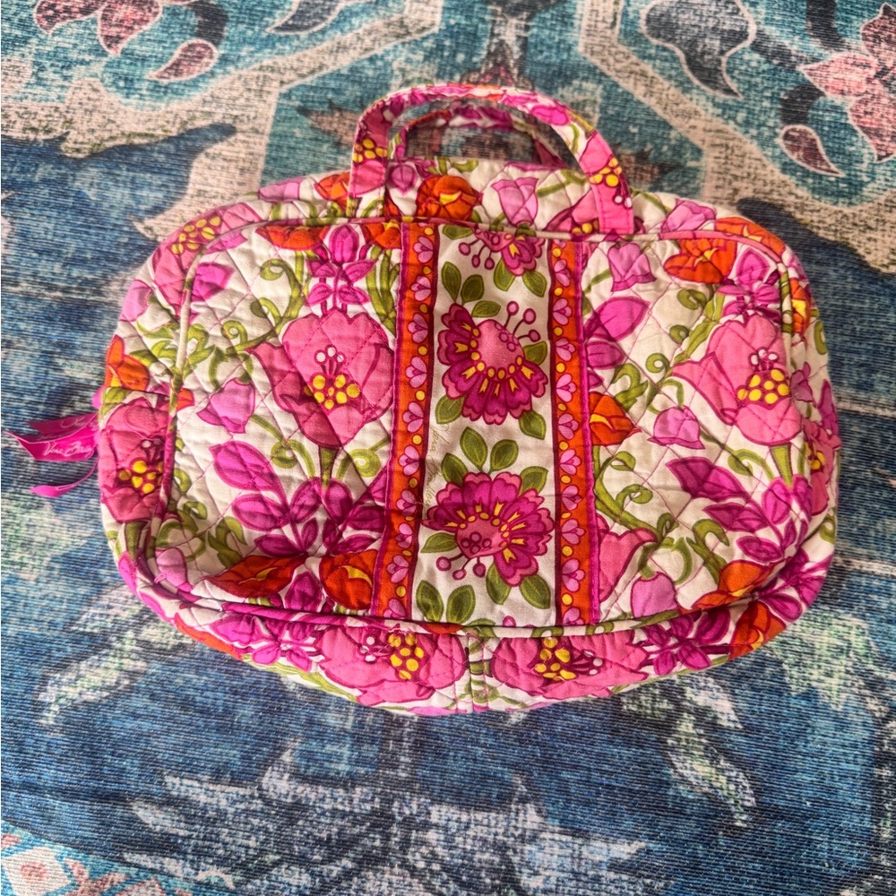 Vera Bradley Pink and Orange Floral Cosmetic Bag